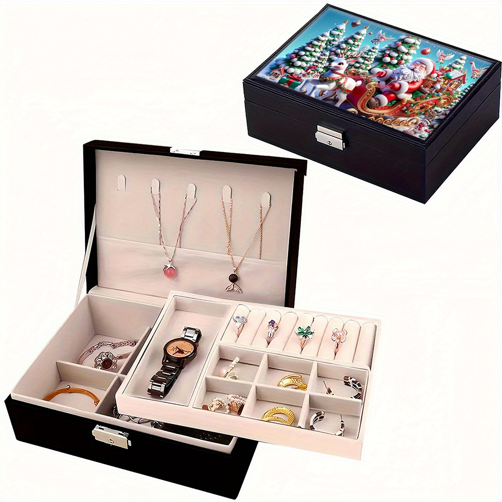 Luxurious Santa Claus Jewelry Box, Multi-Compartment Storage